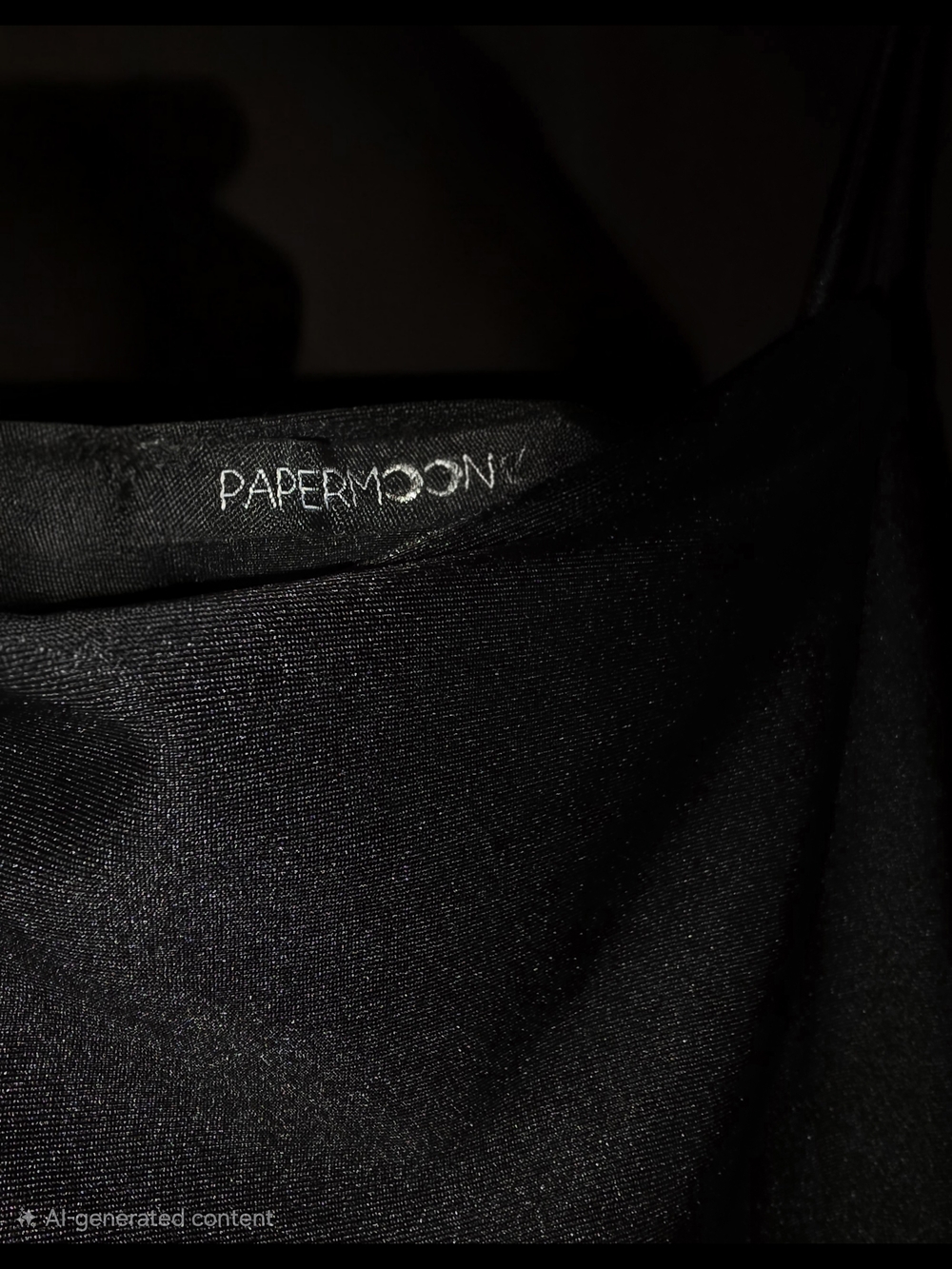 Papermoon Black Satin Asymmetrical Slip Dress - Picture 5 of 7